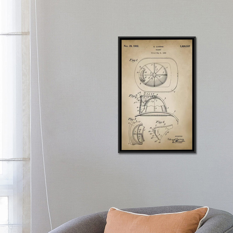Firefight VI - Patents, impression sur toile tendue, H 26 po x l 18 po x P 1,5 po, Toile encadrée noire, Pas de tapis