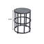 Table d'appoint en céramique avec structure en fer thermolaqué - Décoration de patio légère et résistante aux intempéries