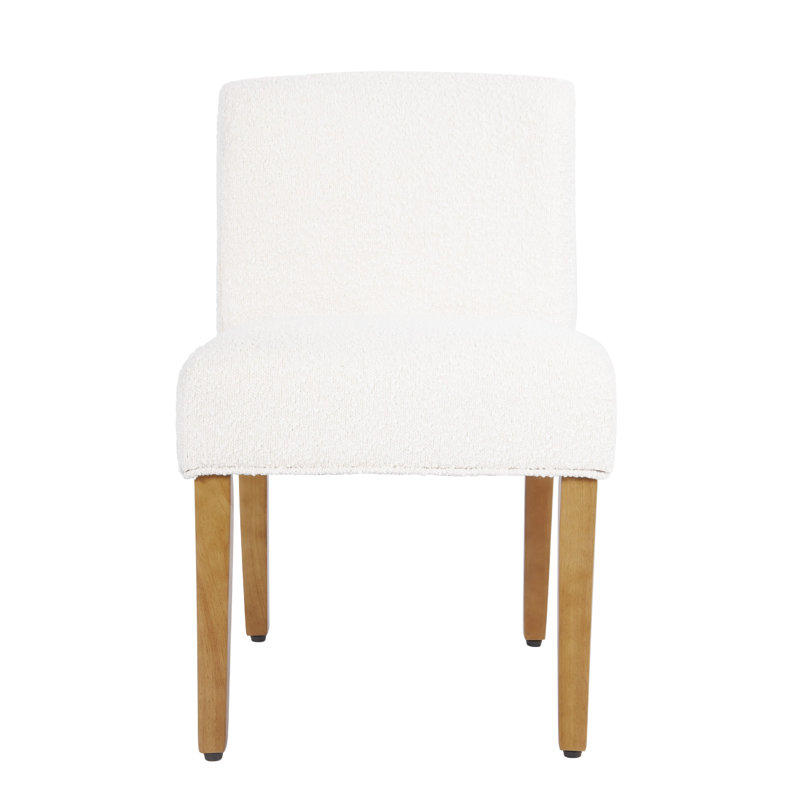 Chaise de salle à manger Kip avec pieds en bois de chêne miel et tissu doux, Bouclé blanc