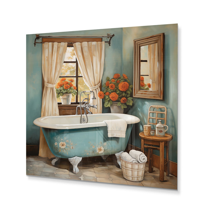 Bath Vintage Charm II - Bath & Laundry, estampes murales en métal, H 16 po x l 16 po x P 1 po