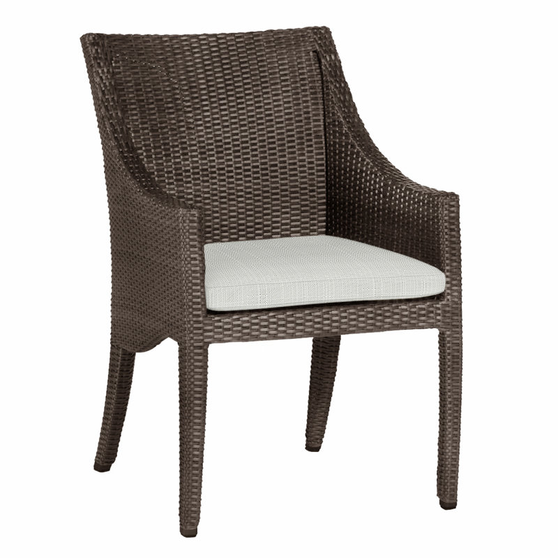 Athena Wicker/Rattan Patio Dining Armchair, Black Walnut, No Welt, Verona Silver