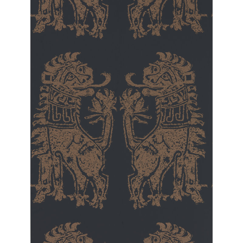 Sicilian Lion Wallpaper, Bone Black/Coppper