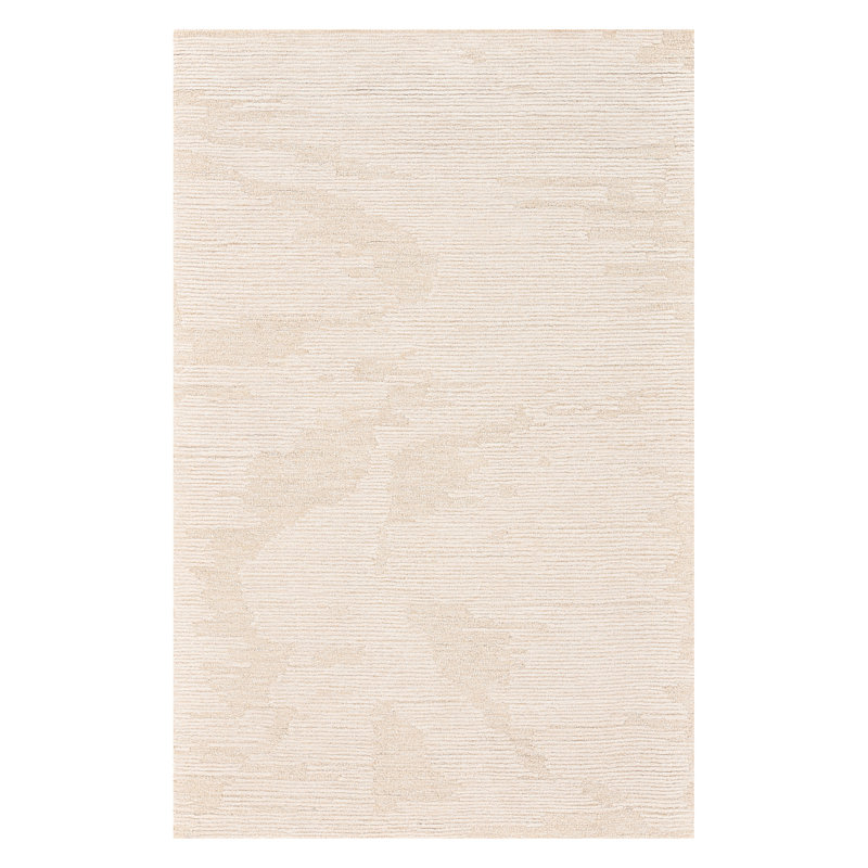 Niquan Abstract Ivory Hand-Hooked Area Rug, Rectangle 5' x 7'6"