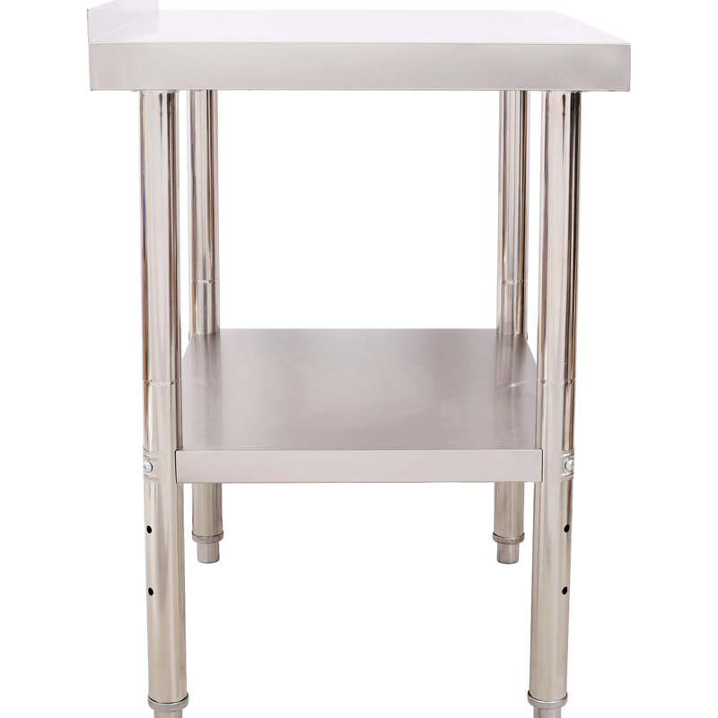 Table de travail commerciale en acier inoxydable 30 po x 24 po avec surface rouille, tablette réglable pour la préparation de la salle de lavage, capacité de 440 lb, tablette inférieure à 3 hauteurs, rangement