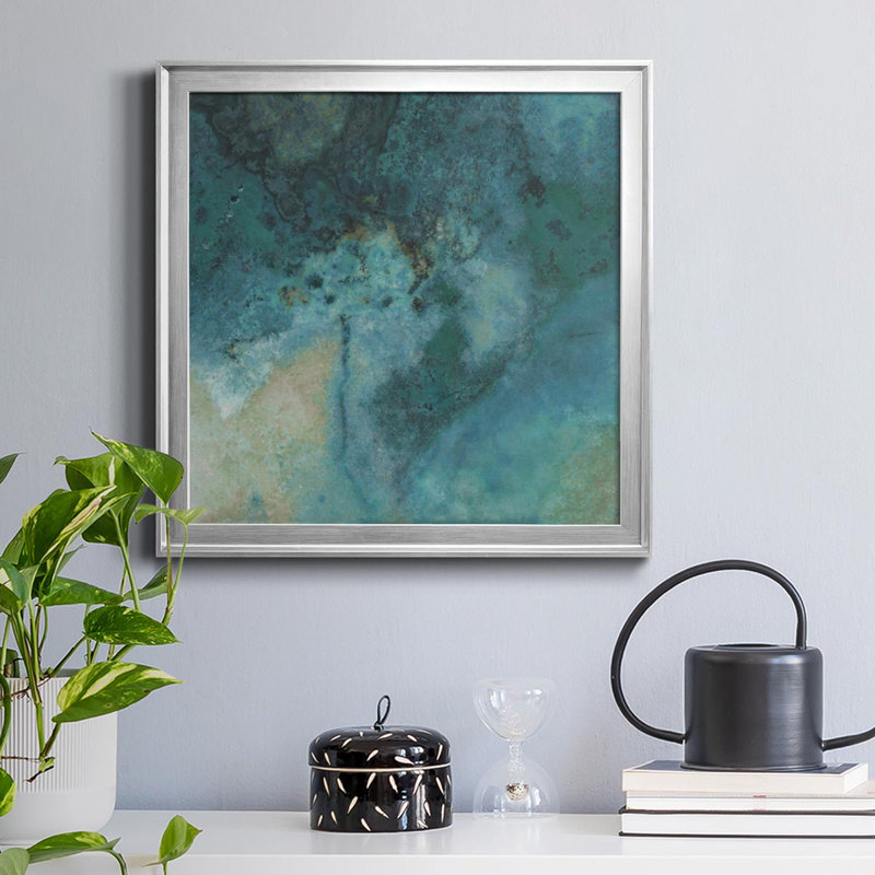 Azur IV - Peinture sur toile encadrée, H 22,5 po x l 22,5 po x P 1,5 po, Argent