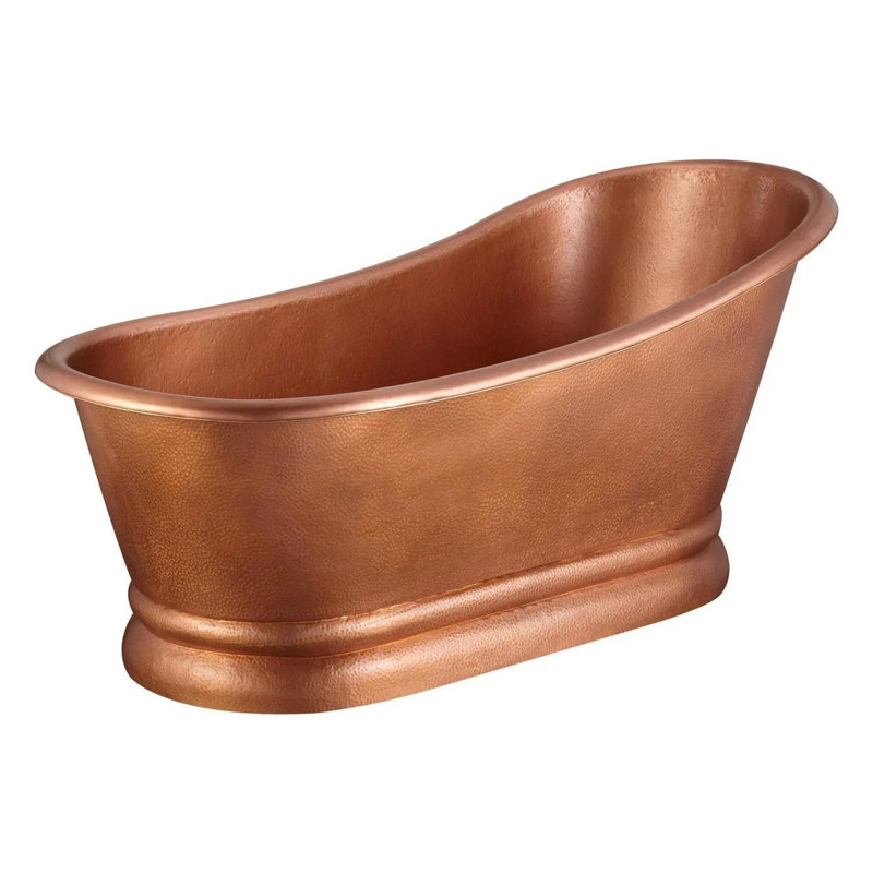 Paxton 59" Free Standing Copper Soaking Tub with Right Drain and Overflow, Brushed Nickel