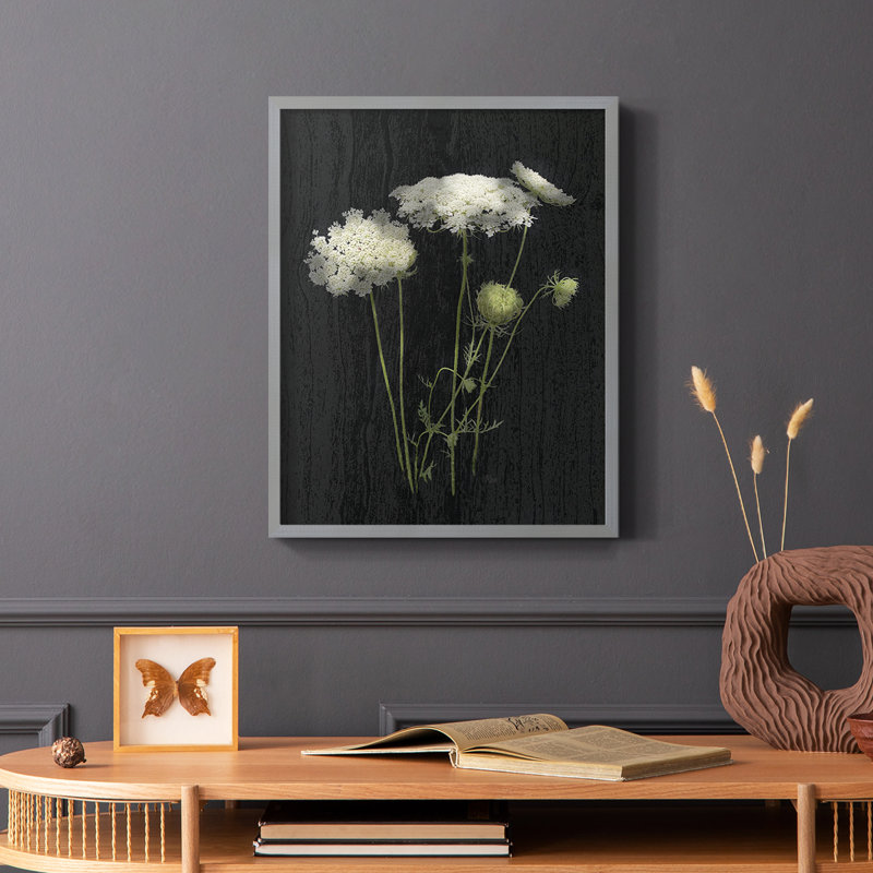 Queens Lace I Framed Print - Solid Wood, Gray, 10" H x 8" W