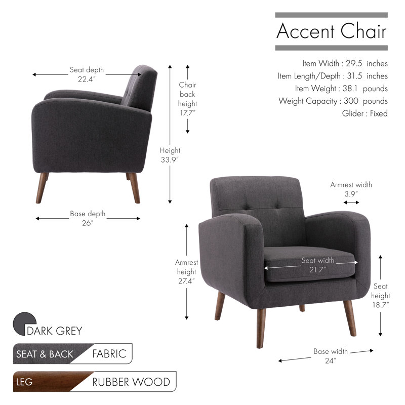 Chaise d'appoint Jonoah, Mélange de polyester gris foncé