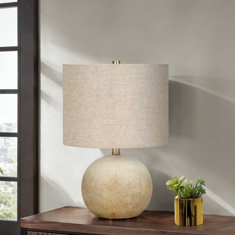 Lighting, H 20 ", lampe de table, contemporaine, Beige, H 19,5 po x l 13 po x P 13 po, Beige