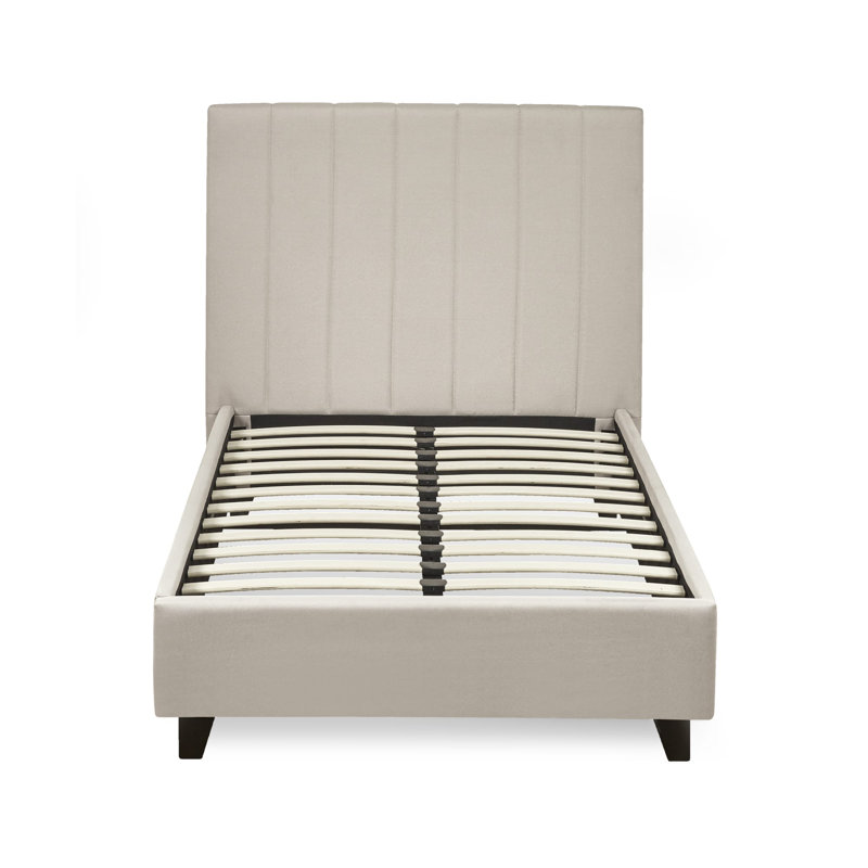 Linen Upholstered Bed Frame, Single (3'), Cream