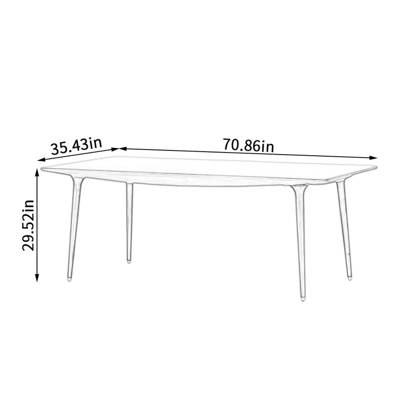 Solid Wood Dining Table, 29.52"H x 70.86"L x 35.43"W