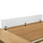 Lit plateforme avec rangement naturel en bois pleine grandeur - 6 tiroirs, tablettes, bureau intégré et garde-robe-1264333544