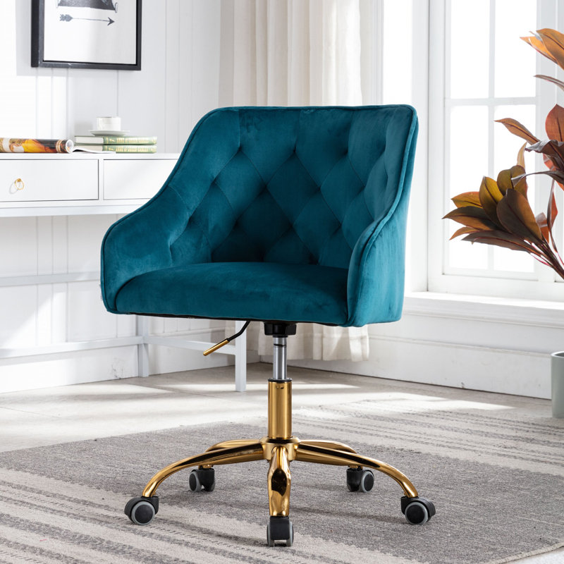 Deeanna Velvet Office Chair, Teal