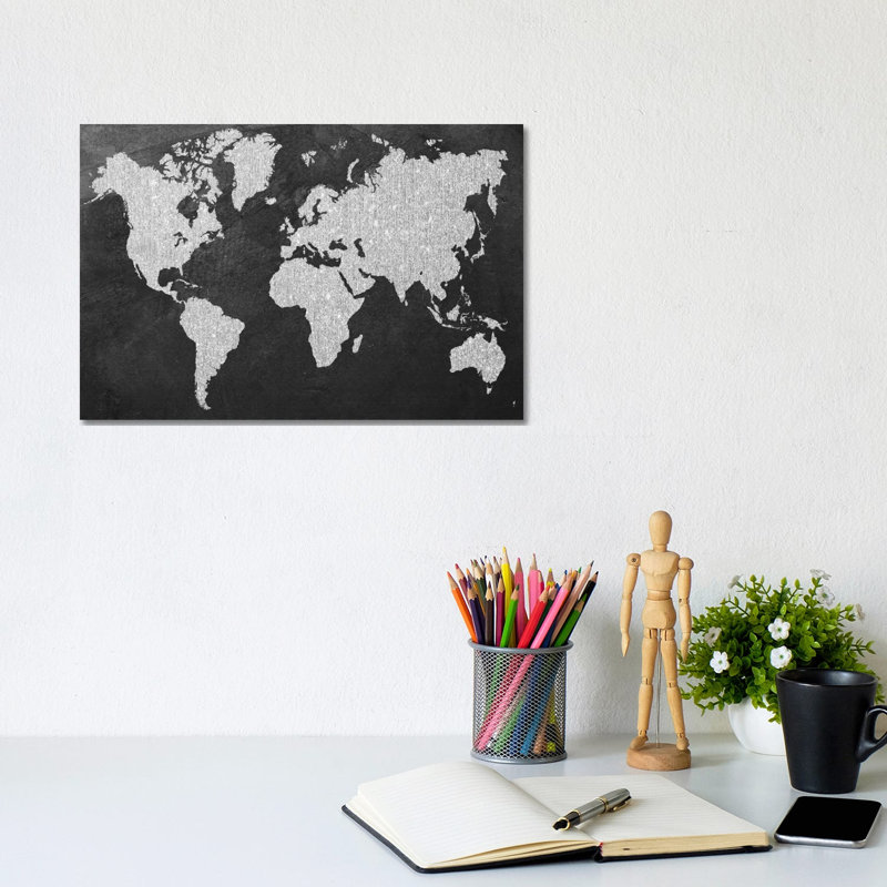 Grey Map by Natasha Wescoat - Gallery-Wrapped Canvas Giclée on Canvas, Wrapped Canvas, 20.32 cm H x 30.48 cm W