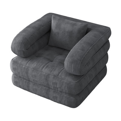 Convertible Corduroy Sleeper Sofa Bed, 3-Position (Sofa/Recliner/Bed) with High-Density Foam, No Assembly Required, Vacuum-Compressed for Easy Shipping