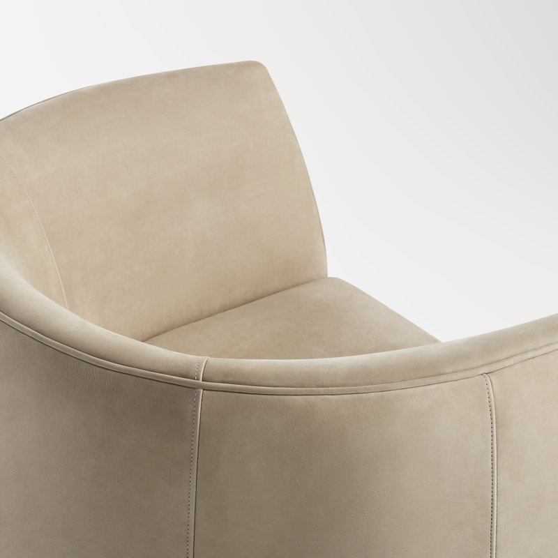 Fauteuil demi-tonneau pivotant en cuir Council, Cuir véritable pierre