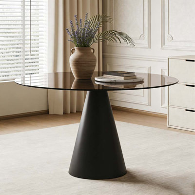 35-inch round glass dining table