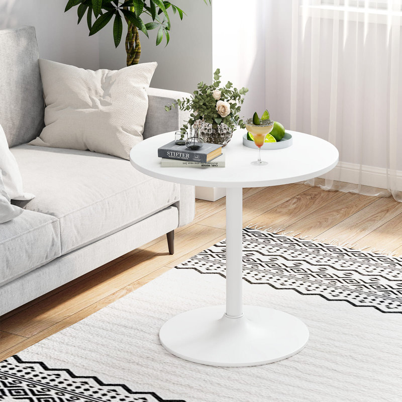 Round Metal Base Dining Table, White