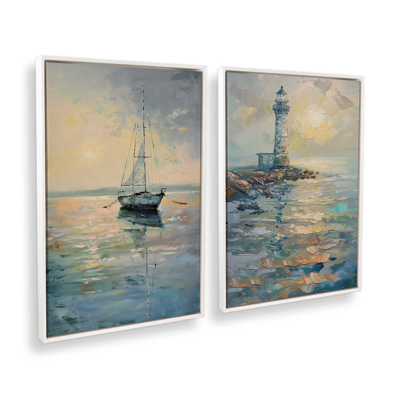 "Harbor Glow" par Golden Glow Interiors 2 - Pièces sur toile, Cadre opaque blanc, H 50 po x l 34 po