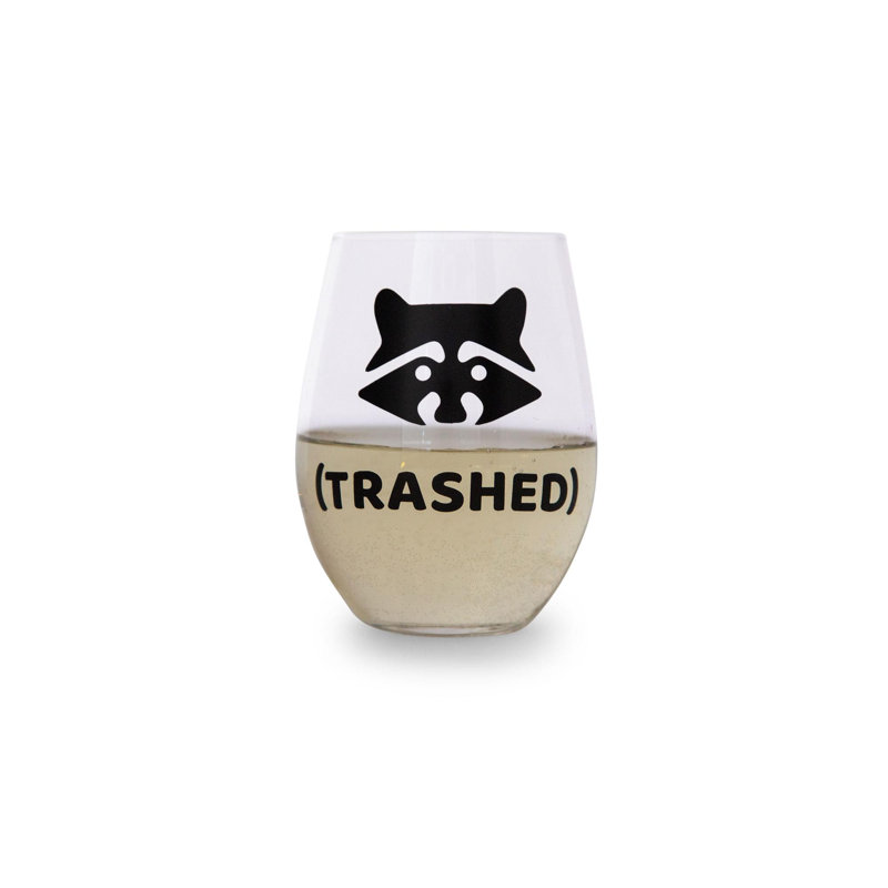 Verre à vin sans pied Raccoon «trashed» | Peut contenir 20 onces