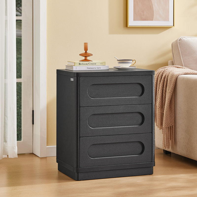 3-drawer Nightstand, 21.7'' W Nightstand, Bedside Table With Storage Drawers, Handleless End Side Table And Safe Round Corner Design For Bedroom, Living Room,dressing Room