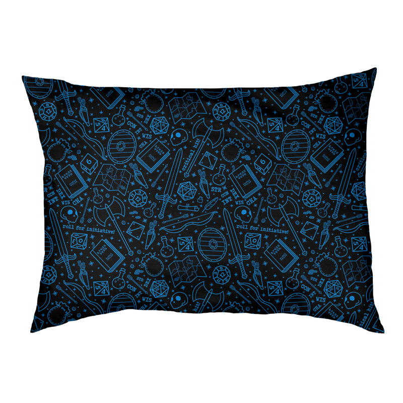 Coussin Byrge, Moyen (H 14 po x l 42,5 po x P 32,5 po), Bleu clair / noir