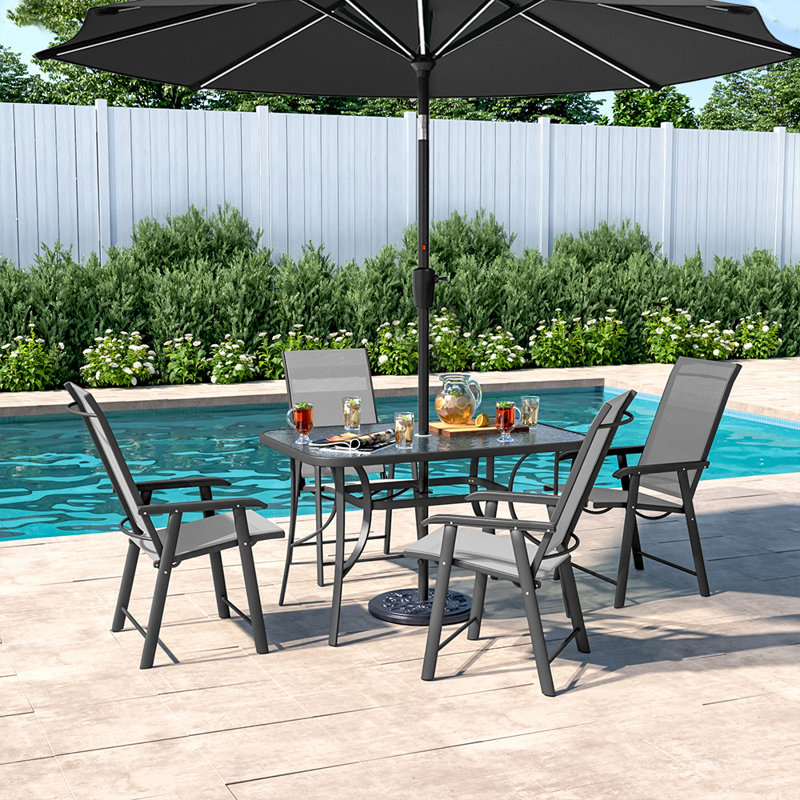 Grace-Leigh Square Table Set, 72cm H x 80cm W x 120cm L, Yes, Grey/Black