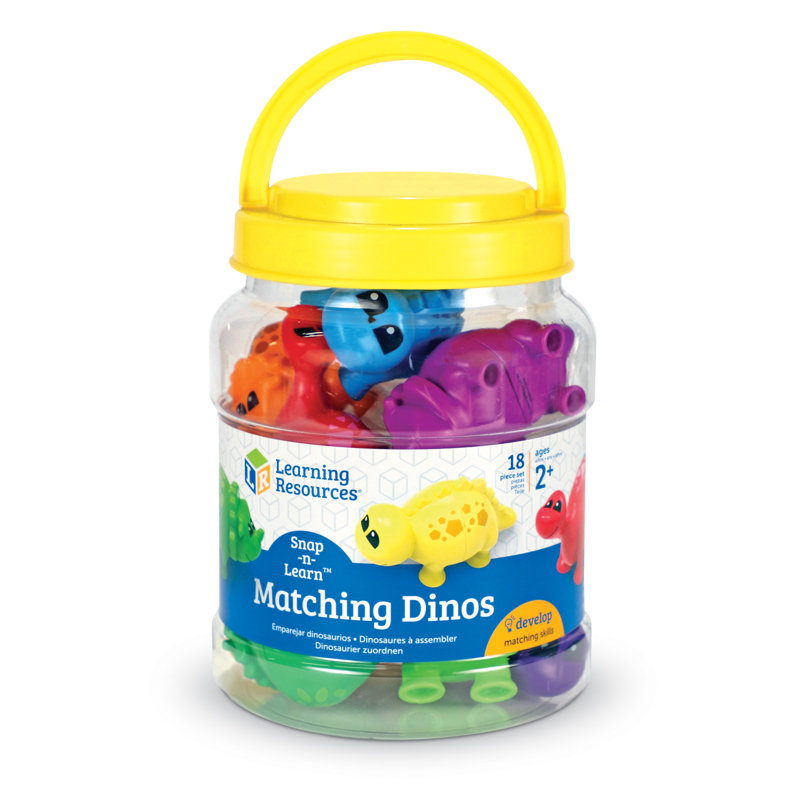 Colorful Snap-Together Dinosaur Matching Set, 18 Pieces