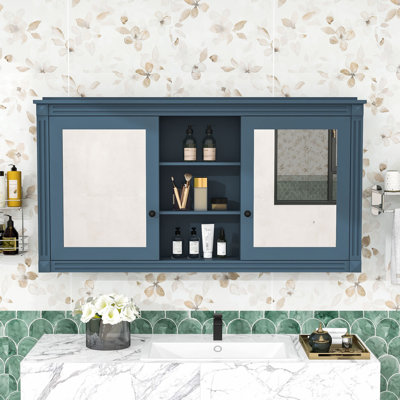 Armoire à miroir 2-en-1 avec tablettes réglables et porte à fermeture douce