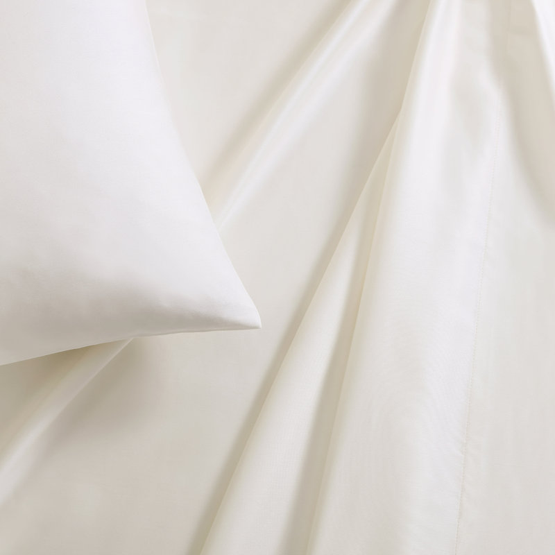 Ensemble de draps en satin CVC Vera Wang T800, Ensemble de draps pour grand lit avec 2 taies d'or, Ivoire