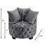Fauteuil de loisir contemporain rembourré capitonné, gris foncé-1725901294