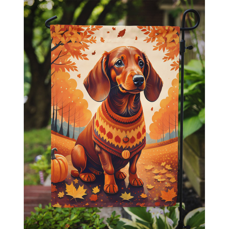 Dachshund Fall Garden Flag