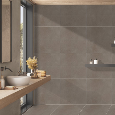 Literary License 12'' W x 24'' L Porcelain Concrete Look Singular Tile