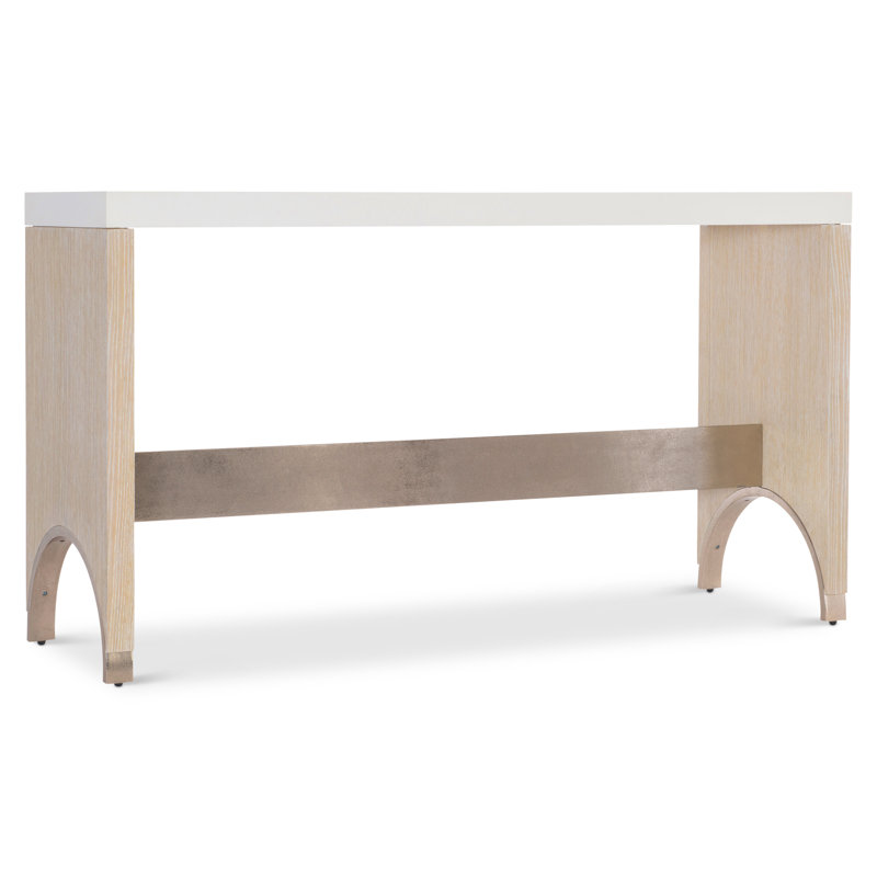 Solaria 60'' Beige Solid Wood & Metal Console Table with Faux Stone Top