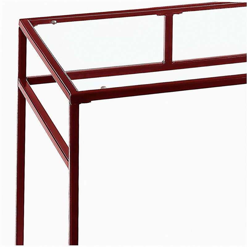 Bureau Yasin avec plateau en verre et finition rouge, Rouge