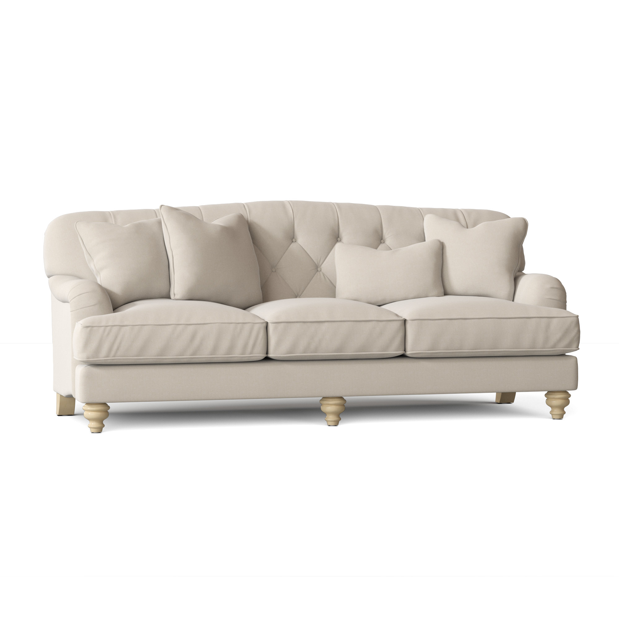 Sullivan 90'' Upholstered Sofa, Handsome 31 White Performance Twill, Linen, No