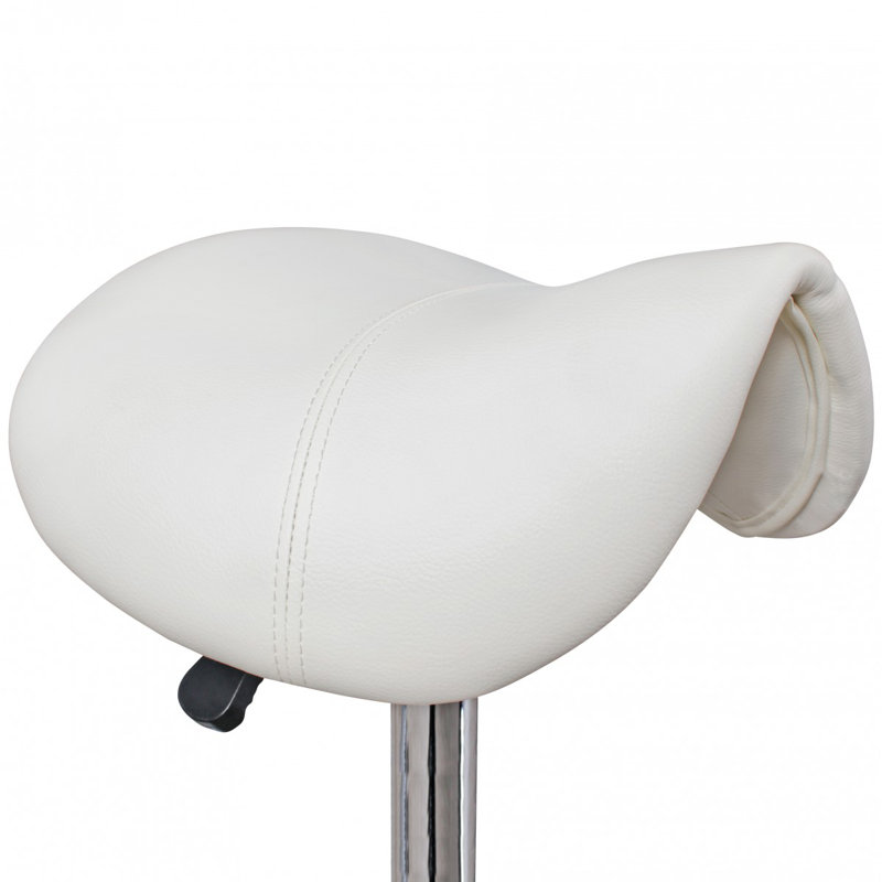 Adjustable Height Ergonomic Stool with Removable Casters/Wheels, White