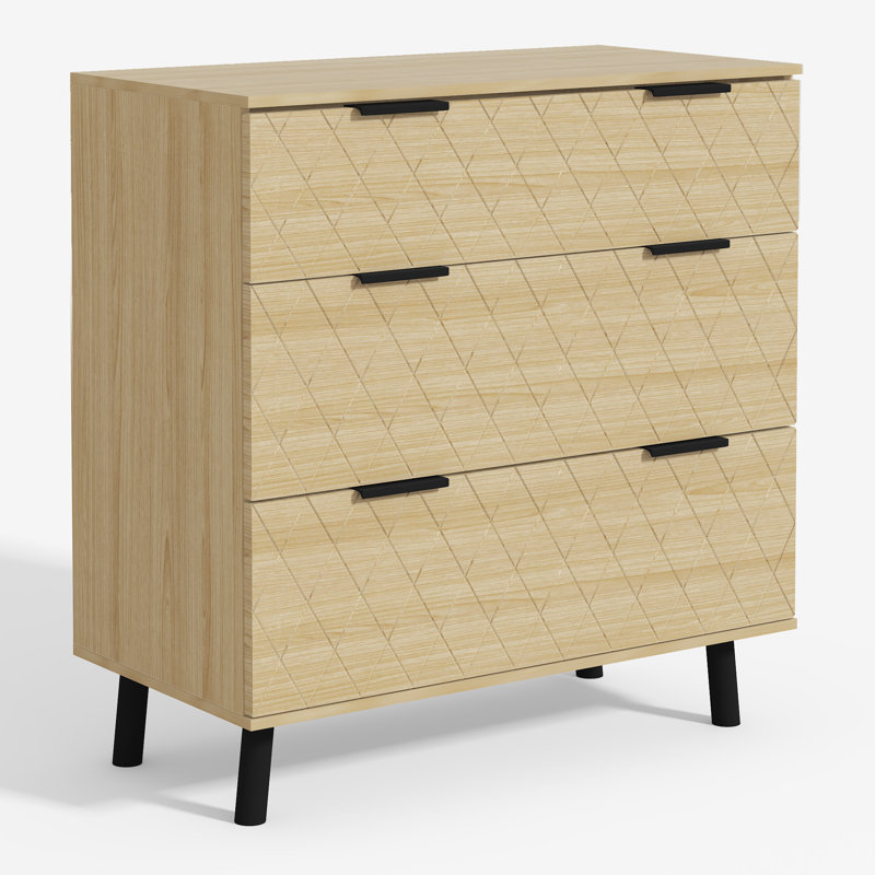Sampha 3 - Drawer Manufactured Wood Nightstand, Brown