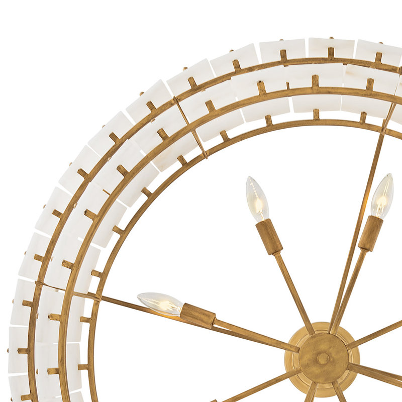 Simone 34.25" Eight-Light Two-Tier Drum Chandelier w/ Natural Alabaster Panels