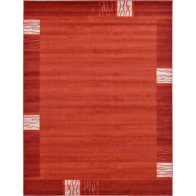 Tapis à motif géométrique rouge rouille