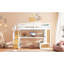 Lit mezzanine double blanc et naturel avec bureau, tablette, tablettes de rangement efficaces, tiroirs - Style luxueux
