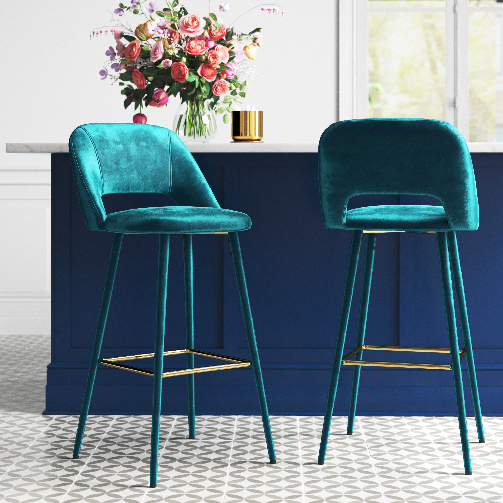 Teal and gold online stool