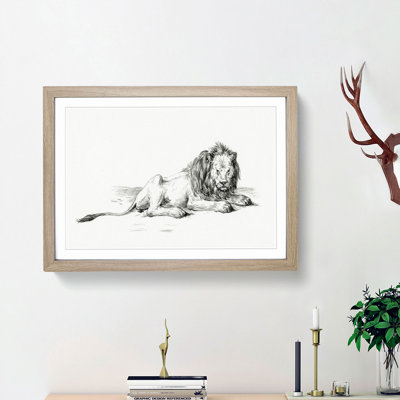 Sketch of a Lion by Jean Bernard - Picture Frame Drawing Print