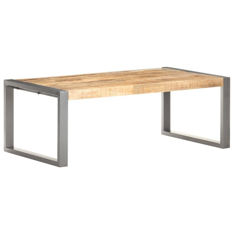 Meghan Coffee Table 110x60x40 cm Solid Wood, Natural Top/Grey Base