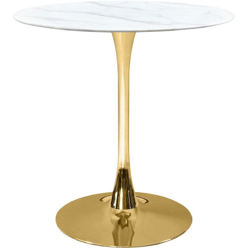Holly Round Marble Counter height Bar Table, Gold