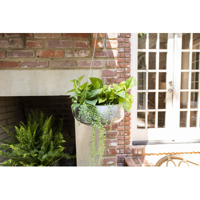 Round Galvanized Metal Hanging Planter