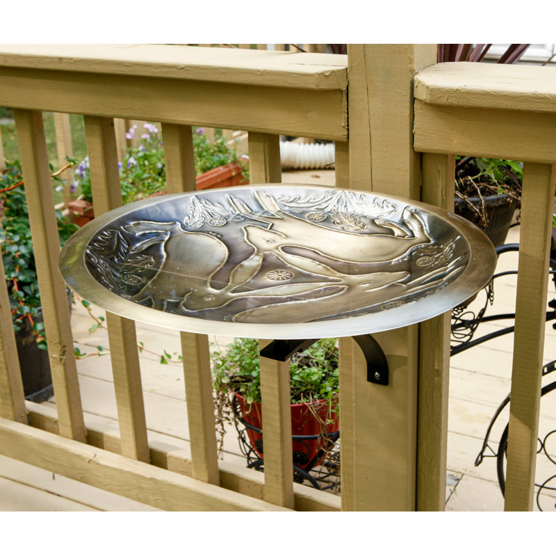 Antique Brass Three Hares Wall-Mounted Birdbath