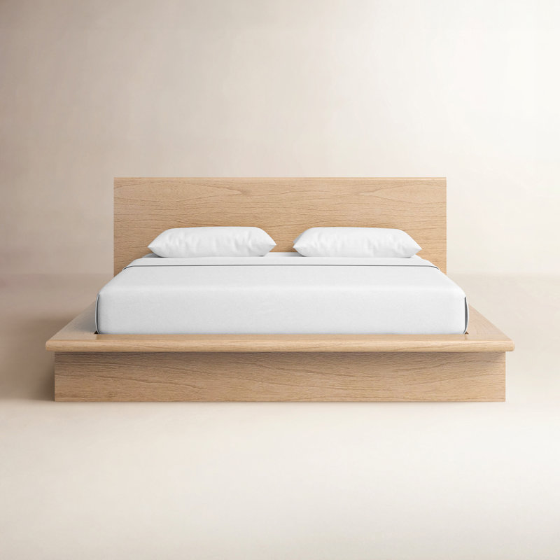 Soleil Wood Low Profile Platform Bed, King, Light Brown