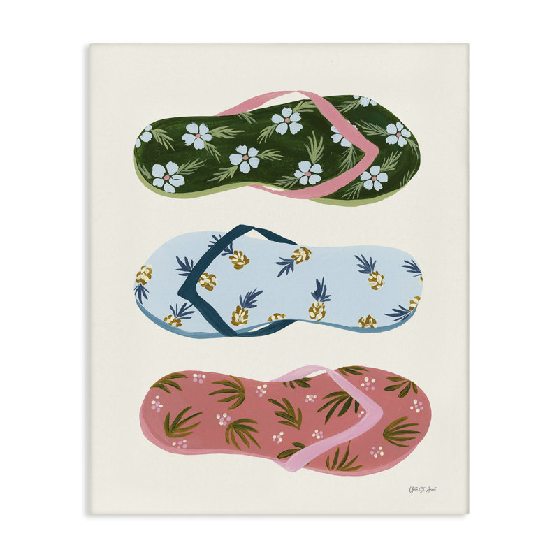  Art mural sur toile Tropical Flip Flops par Yvette St. Amant, H 20 po x l 16 po