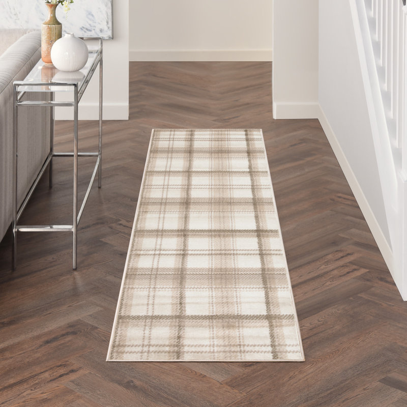 Tapis rectangulaire en polypropylène tissé à la machine Yeraldo, Tapis de couloir 2 pi 3 po x 7 pi 3 po